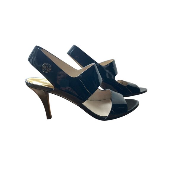 Michael Kors Black Patent Leather Peep Toe Heels Size 8 - Picture 4 of 6